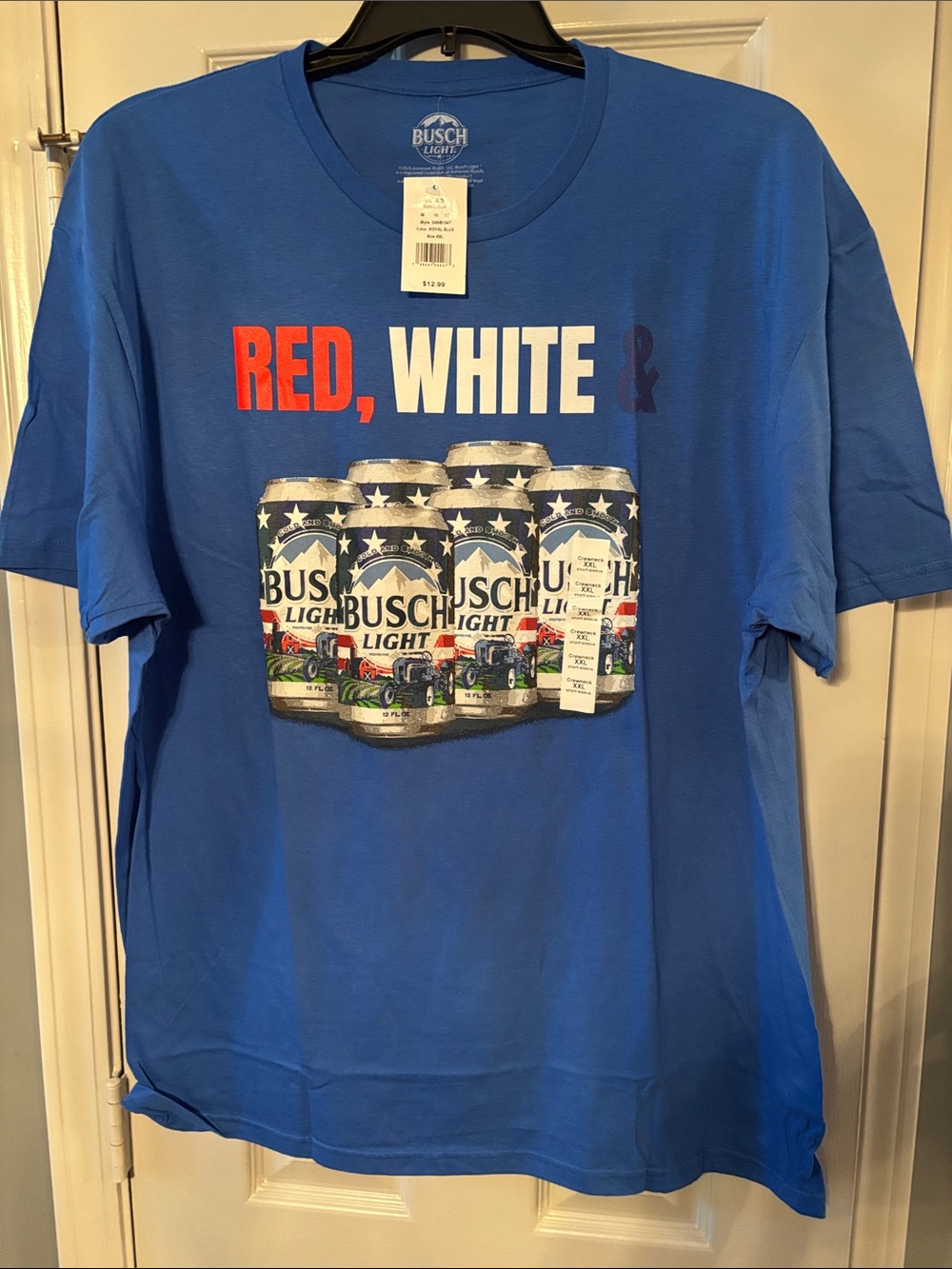 Red, White & Busch Light Royal Blue Patriotic Tee NWT